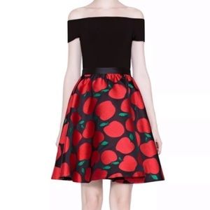 Alice and Olivia Apple Jacquard Flare Skirt
